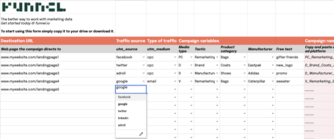 Create your first ad campaign name and UTM-tagged desinations